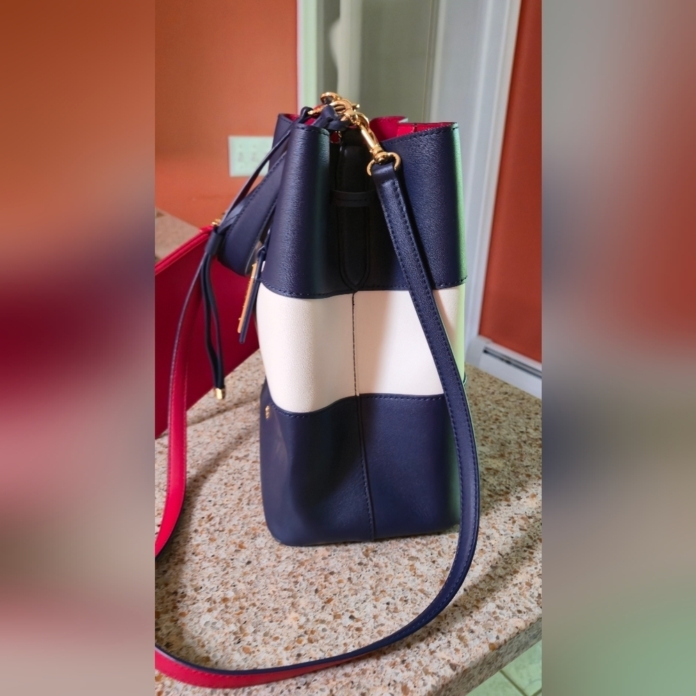Lauren Ralph Lauren Navy and White Red Color Women's Handbag 2 Pc Size Large - Picture 11 of 16